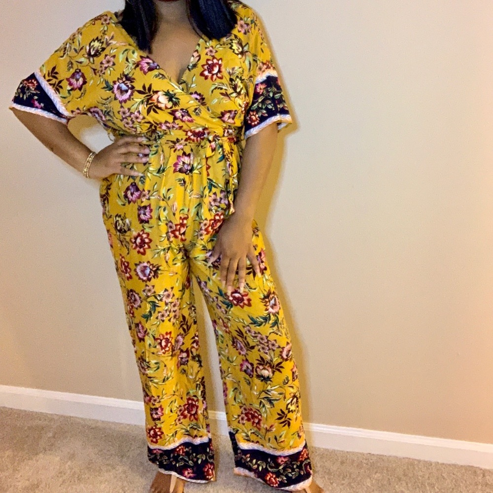Yellow floral jumpsuit